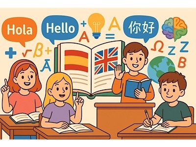 Дети в классе изучают иностранные языки